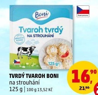 Tvaroh tvrdý na strouhání Boni