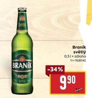 Pivo světlé výčepní 10° Braník