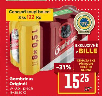 Pivo světlé výčepní Originál 10° Gambrinus