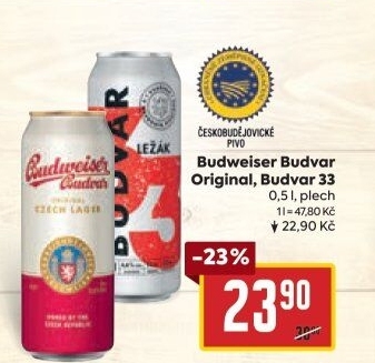 Pivo světlý ležák Original Budweiser Budvar