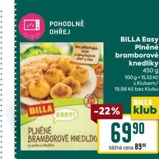 Plněné bramborové knedlíky se zelím Easy Billa