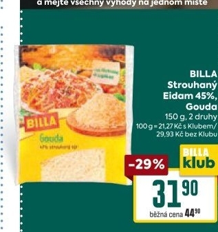 Sýr strouhaný Eidam Billa