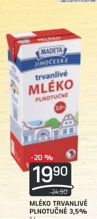 Mléko trvanlivé Jihočeské Madeta - 3,5% plnotučné