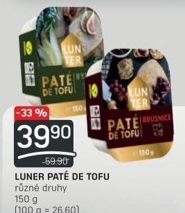 Paštika Paté de tofu Lunter