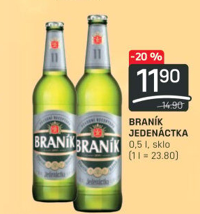 Pivo světlý ležák 11° Jedenáctka Braník