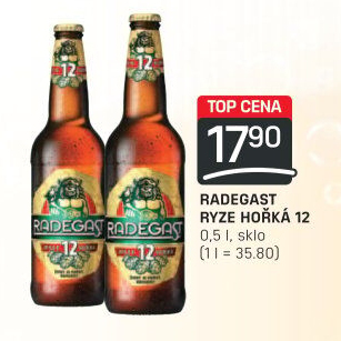 Pivo světlý ležák 12° Ryze hořká Radegast