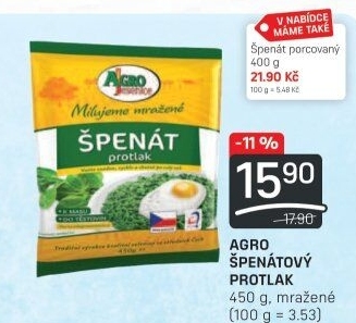 Špenátový protlak mražený Agro Jesenice