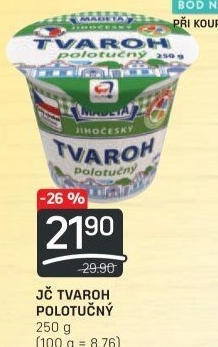 Tvaroh polotučný Jihočeský Madeta