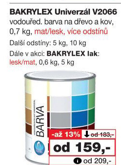 Univerzální email Bakrylex Mat Barvy a laky Hostivař