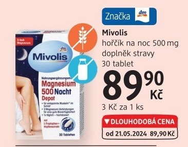 Doplněk stravy hořčík na noc 500 Mivolis