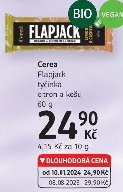 Tyčinka bio Flapjack Cerea