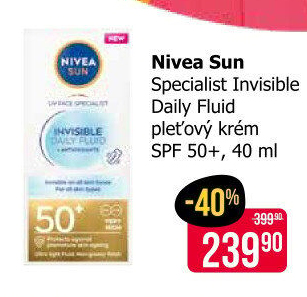 Pleťový krém Daily Fluid OF 50+ Specialist Invisible Nivea Sun