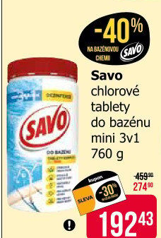 Přípravek do bazénu tablety Komplex 3v1 Savo