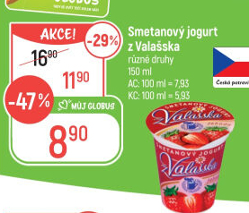 Jogurt smetanový ochucený z Valašska Mlékárna Valašské Meziříčí