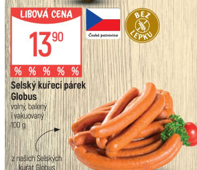 Párky kuřecí Selské Globus