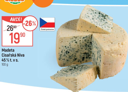 Sýr Niva Císařská 45 % Madeta