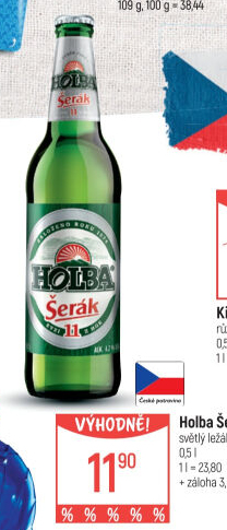 Pivo světlý ležák 11° Šerák Holba