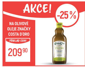 Olivový olej extra panenský nefiltrovaný Costa D'