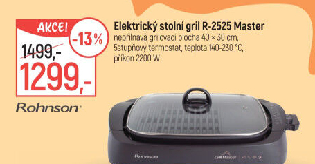 Elektrický stolní gril Rohnson Master R-2525