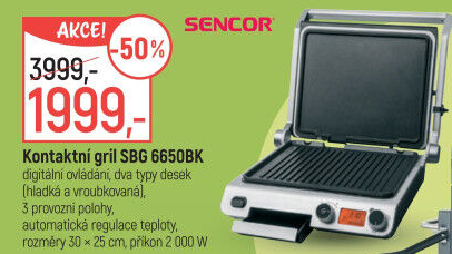 Kontaktní gril Sencor SBG 6650BK