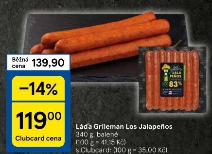 Klobásy Los Jalapeňos Grileman Kostelecké uzeniny