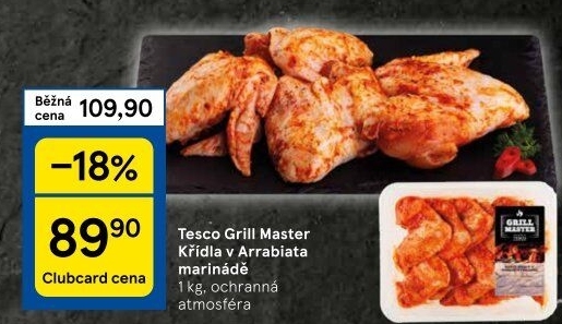 Kuřecí křídla marinovaná Grill Master Tesco