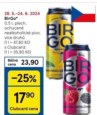 Nealkoholické pivo ochucené Birgo