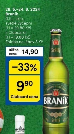 Pivo světlé výčepní 10° Braník