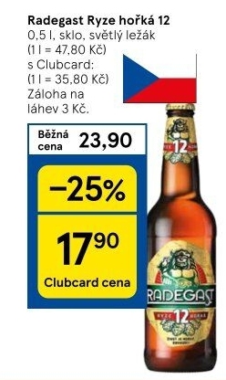 Pivo světlý ležák 12° Ryze hořká Radegast