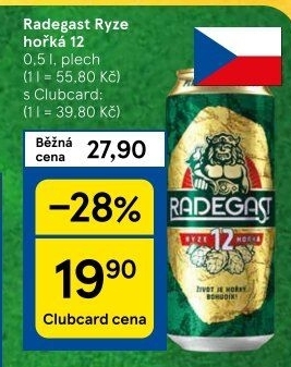 Pivo světlý ležák 12° Ryze hořká Radegast