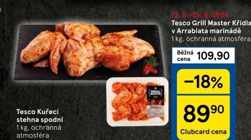Kuřecí křídla marinovaná Grill Master Tesco