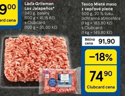 Maso mleté vepřové z plece Tesco
