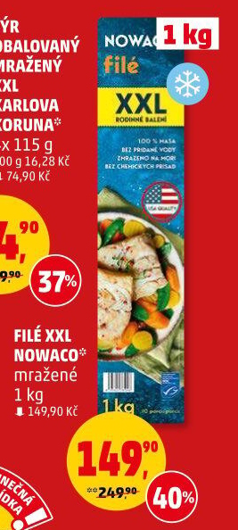 Rybí filé mražené Nowaco