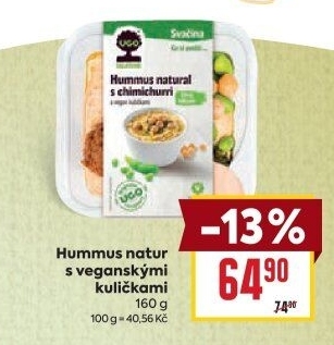 Hummus natur s veganskými kuličkami Ugo