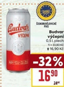 Pivo světlé výčepní Budweiser Budvar