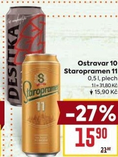 Pivo světlé výčepní Desítka 10° Ostravar