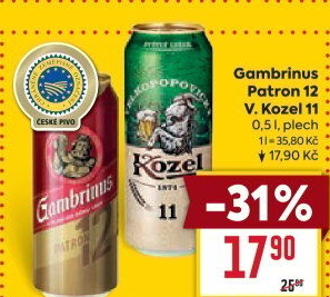 Pivo světlý ležák 12° Patron Gambrinus