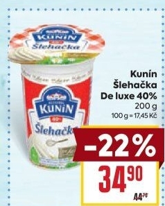Šlehačka de luxe Mlékárna Kunín 40%