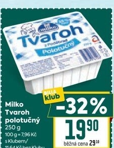 Tvaroh polotučný z Poděbrad Milko