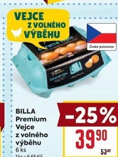 Vejce z volného výběhu Billa Premium