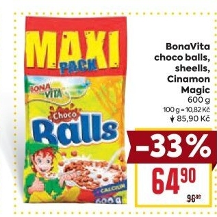 Cereálie Čokoládové kuličky Balls Bonavita