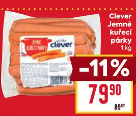 Párky kuřecí jemné Clever