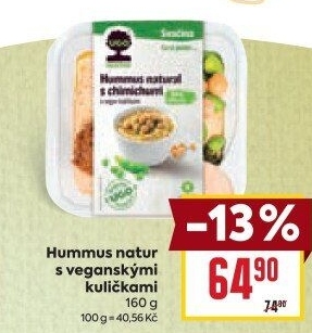Hummus natur s veganskými kuličkami Ugo