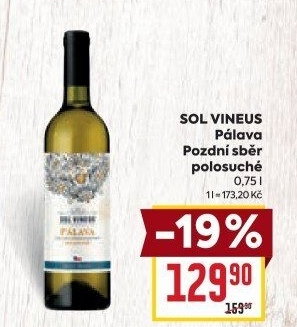 Víno Pálava Sol Vineus - pozdní sběr