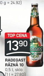Pivo světlé výčepní Rázná 10° Radegast