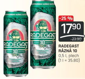 Pivo světlé výčepní Rázná 10° Radegast