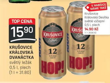 Pivo světlý ležák Královský 12° Krušovice