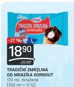 Tradiční zmrzlina kornout od Mrazíka Prima