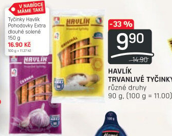 Tyčinky trvanlivé se sýrem a solí Havlík
