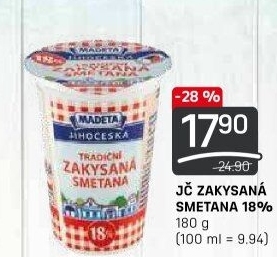 Smetana zakysaná Jihočeská Madeta 18%